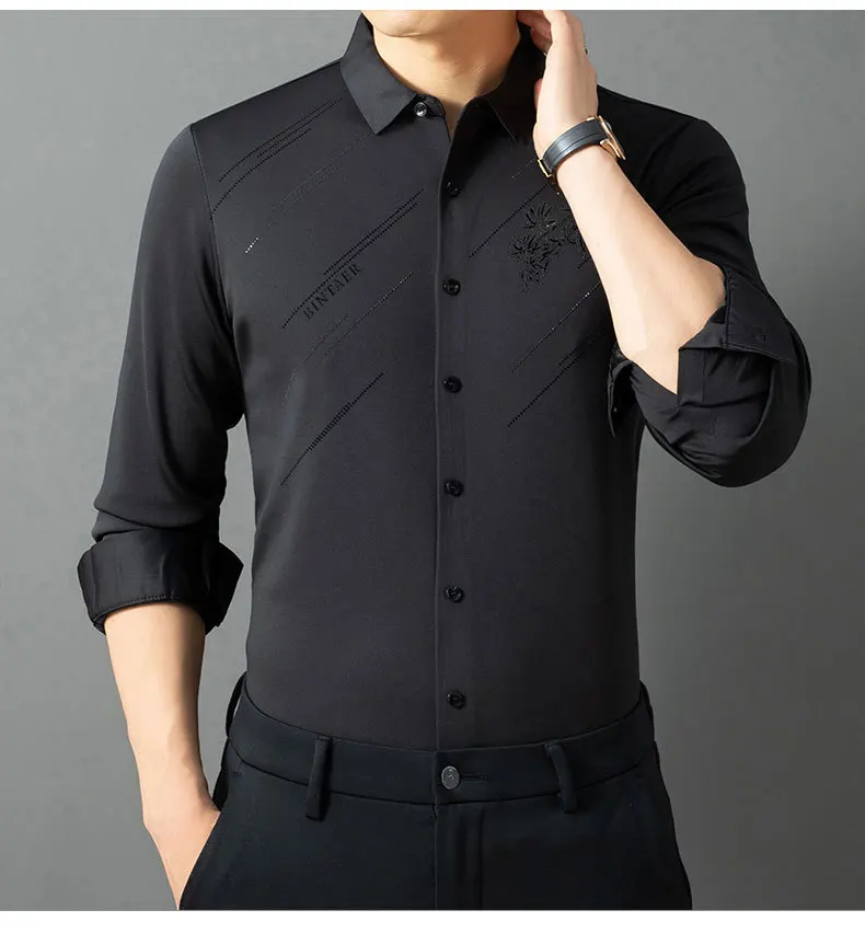 Liu Ming Hot Selling Wholesale 2024 New Products Men Casual Autumn Winter Clothes Elegant Office Business Thick Shirts