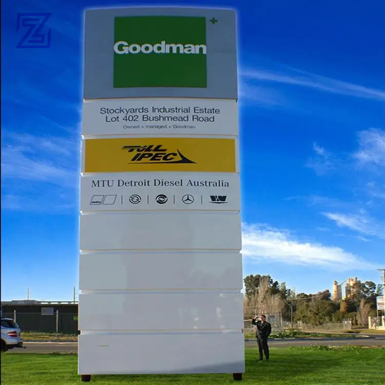 aluminum pillar acrylic illuminated logo double side display 3d pylon sign