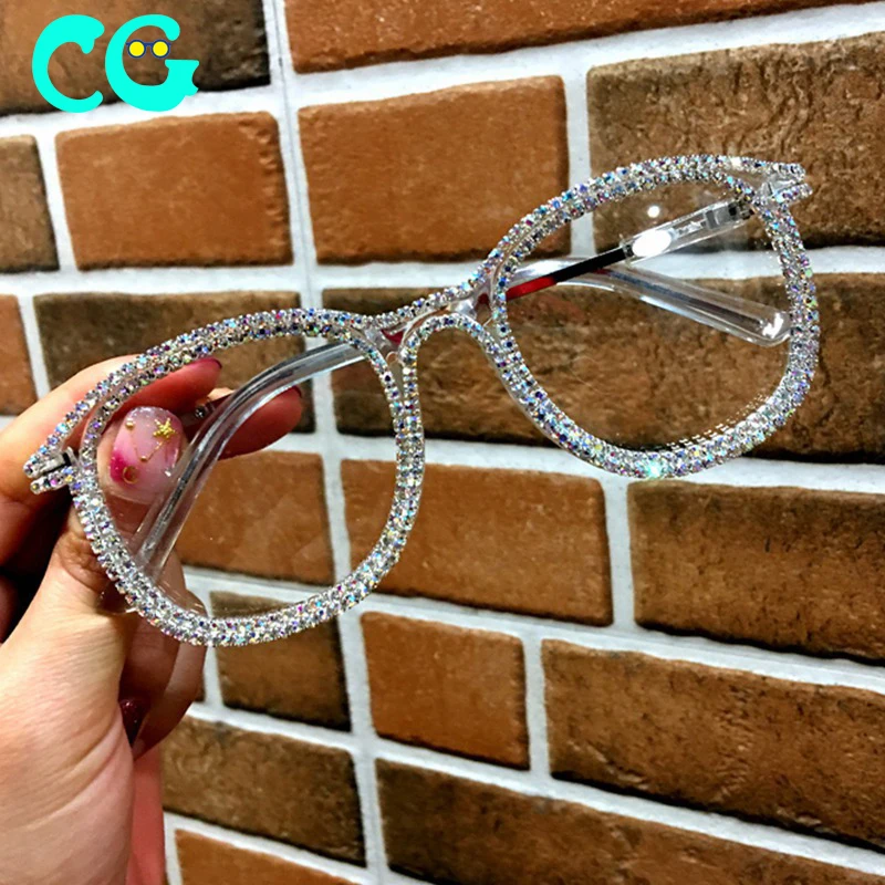 Gold rhinestone Square Sunglasses for Women Brand Designer Shades Sun Glasses Men Vintage Metal Clear Eyewear