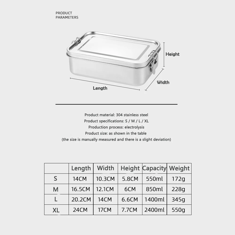 Оптовая продажа SUS 304 нержавеющая сталь 18/8 Tiffin герметичность Ланч-бокс из нержавеющей стали Bento коробка для хранения 550/850/1400/2400 мл