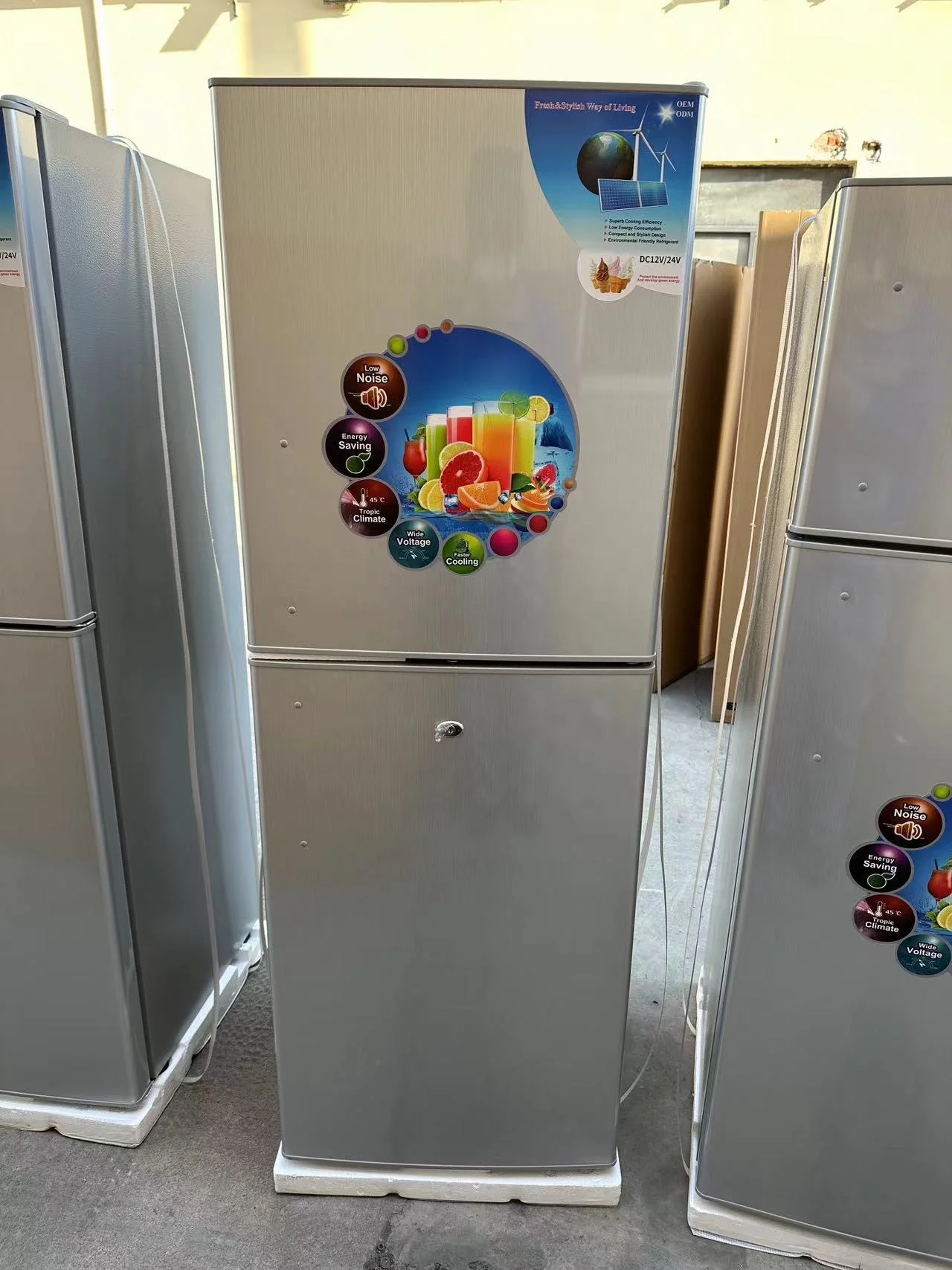 198 Liter top fridge double door DC compressor printing solar fridge refrigerator