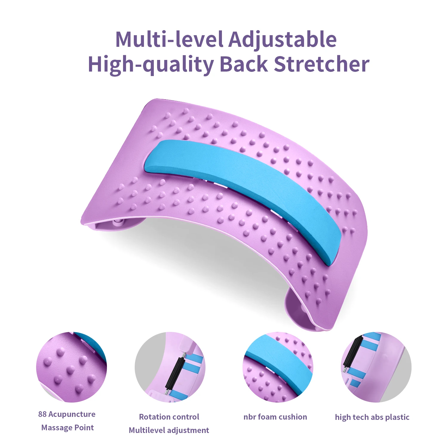 Back Stretcher Contiuously Variable Adjustable Back Massager for Lower Upper Back Pain Relief, Back Cracker for Bed & Chair &Car