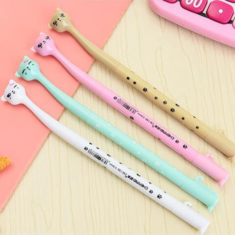Neutral pen for student office Black fountain pen stationery store prize neutralKitten can stand Plastic pen