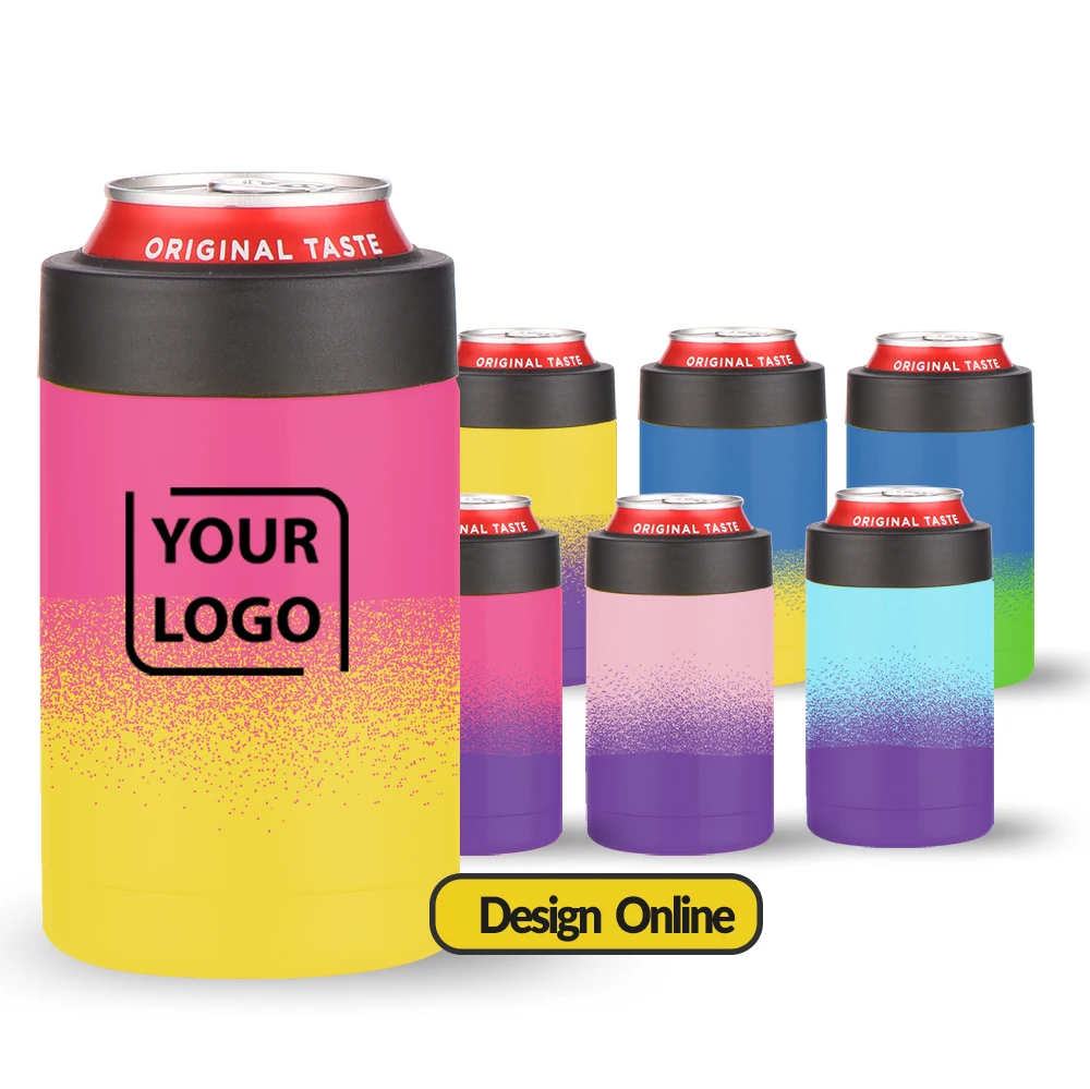 Wholesale Vacuum Blank Can Cooler Holder Powder Coating Insulated Thermos Custom 12oz Double Wall  Beverage Beer Cola Can Cooler