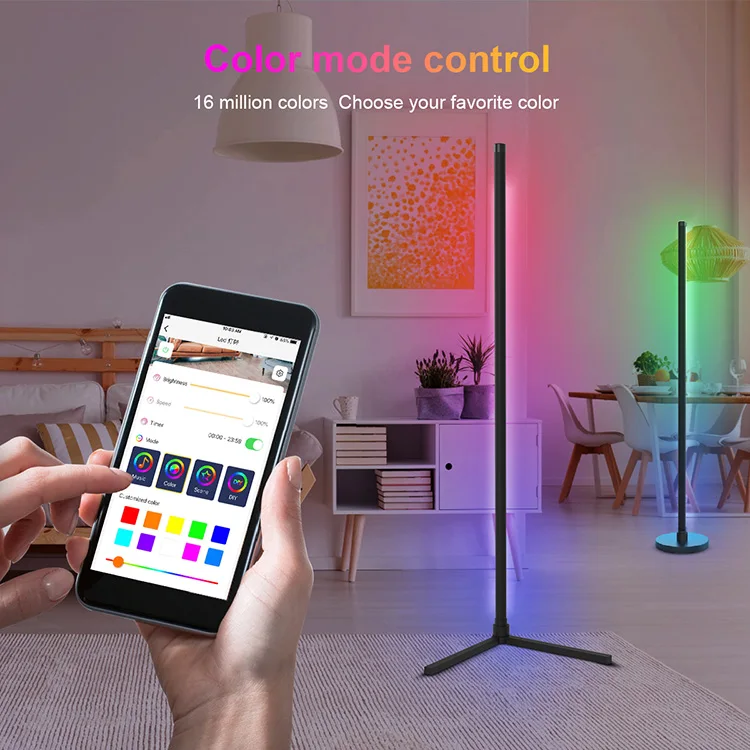 High quality Living Room Dimmable Smart remote multicolor nordic led lamp floor 5050SMD Modern Designer RGB led Floor Lamps