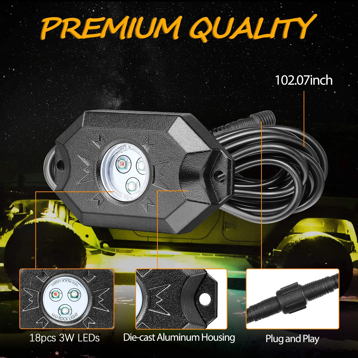 Car Truck 8 Pieces Rock Lights RGBW APP Controller Led RGB Rock Light for Jeep JK RGB Rock Lights