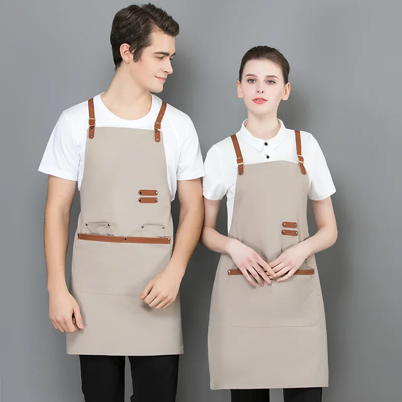 Canvas Korean fashion work clothes apron men women customized logo milk tea coffee flower shop baking manicure uniform apron