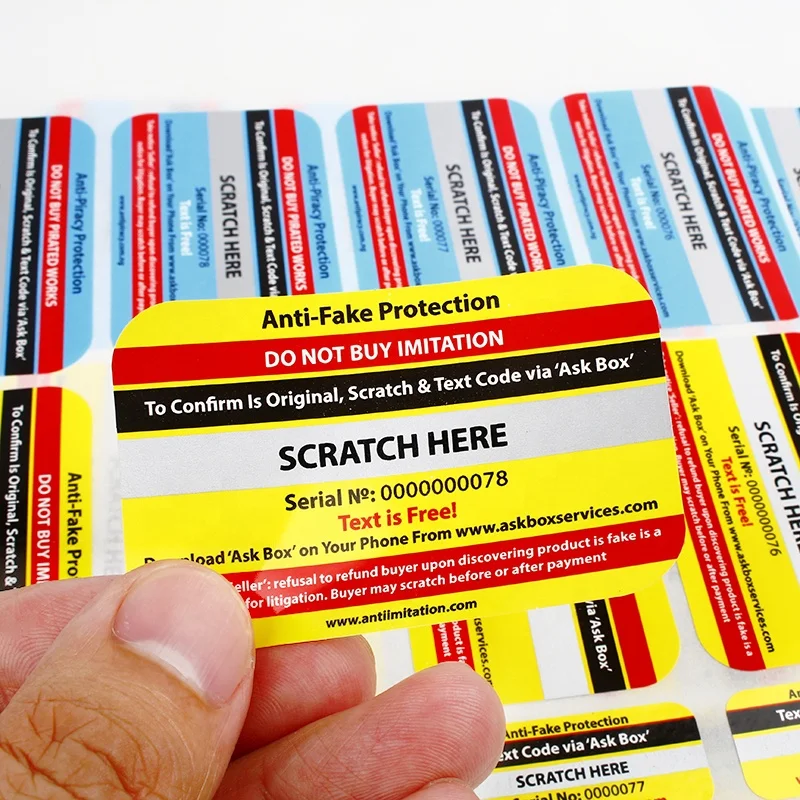 Wholesale Custom Scratch off Sticker Label Anti-counterfeit Protection Label Security System Printed Authenticity Sticker