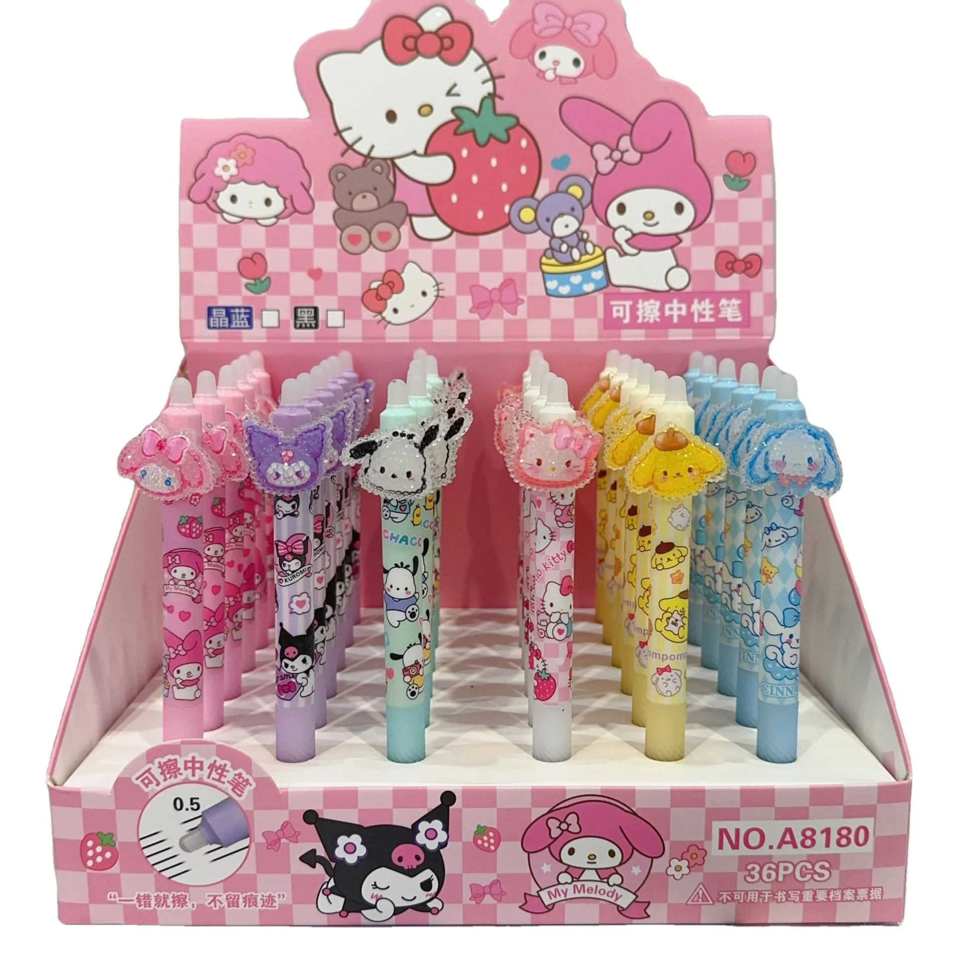 2024 New Style 36pcs/Box Cartoon Sanrio Gel Pen Kawaii Sanrio Kuromi Melody Students School Office Writing Pen Neutral Pens