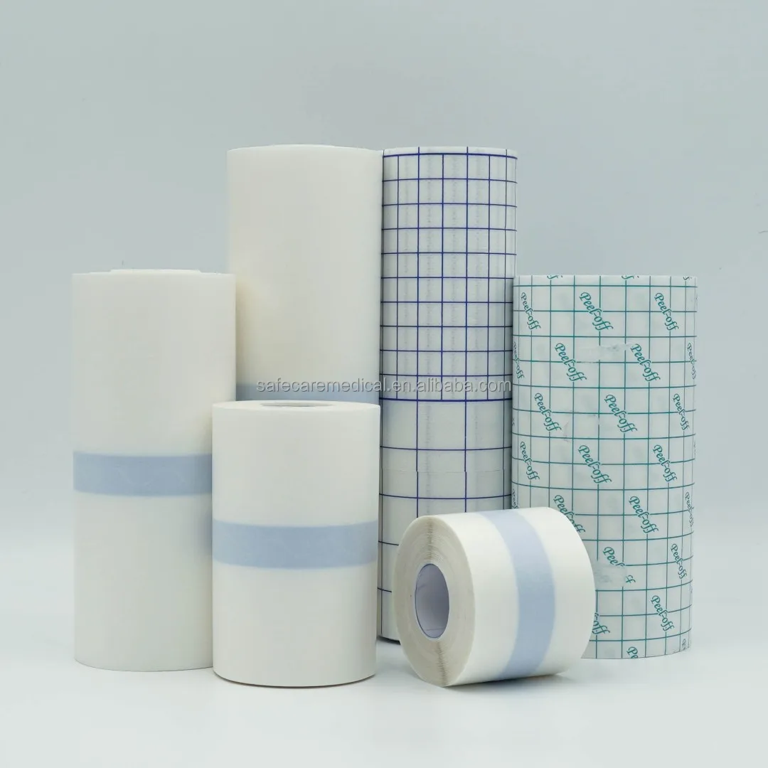 Factory Low Price Transparent Waterproof Adhesive Wound Dressing Medical Fixation PU Film Bandage Roll Tape