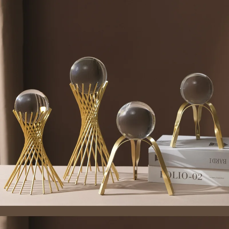 hot sales Nordic Table Gold metal Accessories with crystal ball Interior office luxury Ornaments christmas decor