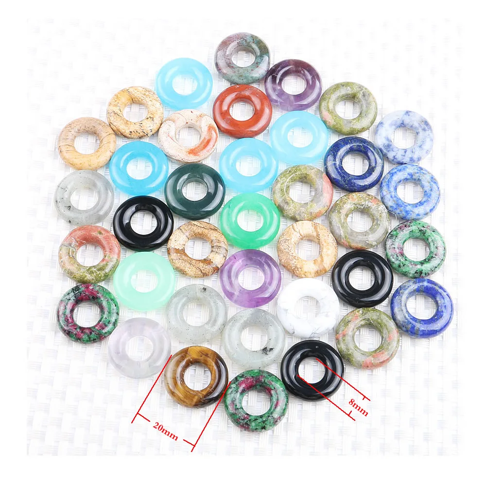 2cm Reiki Healing Circle Donut safety buckle shape Stone Natural  Chakra Orgone Energy DIY Pendants Jewelry wholesale