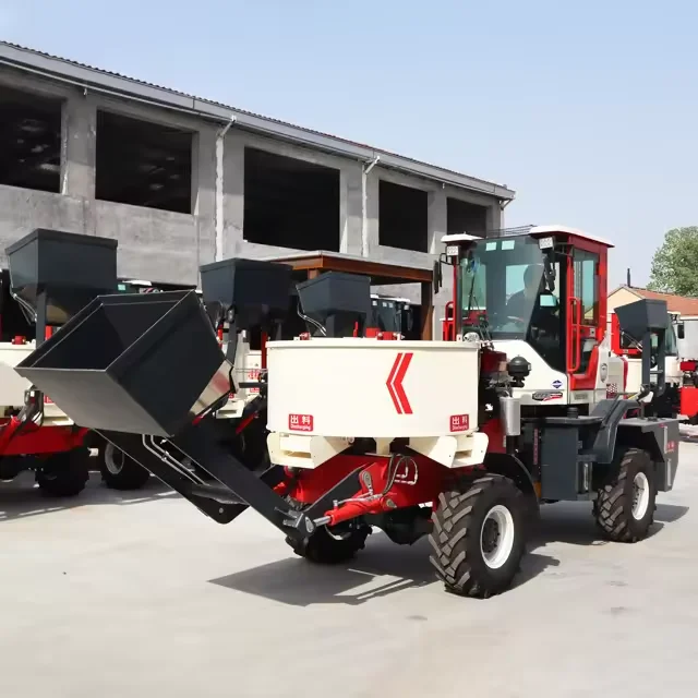 Flat Mouth Pan Automatic Concrete Self-loading Mixer Truck Self-Feeding Cement Flat Mixer Truck