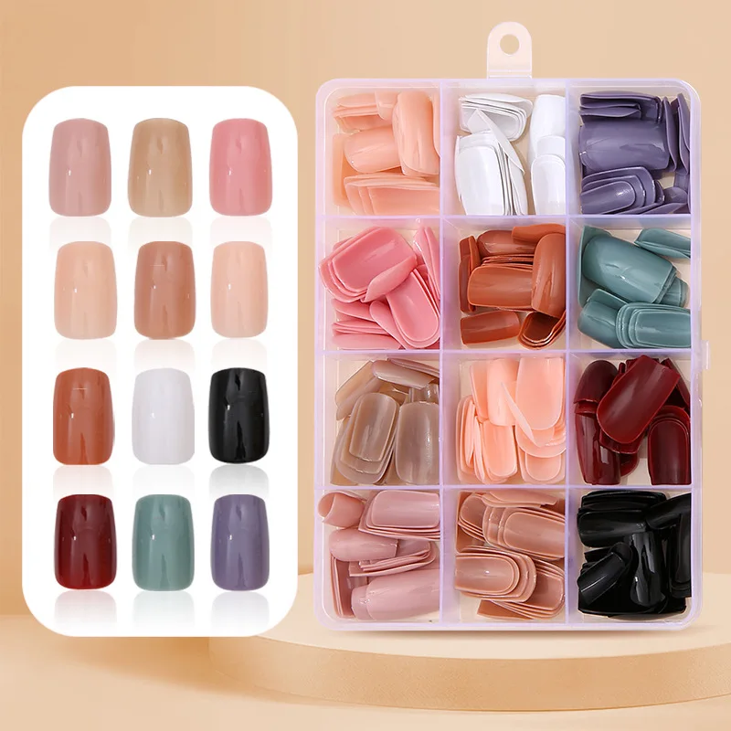 Patch Solid Color 12-color Boxed Bright Nail 288 Pieces Press on Nails