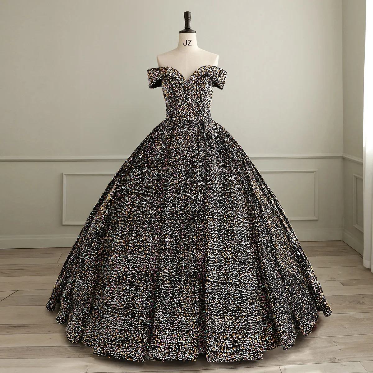 2023 17 Colors Bling Bling Shinny Sequin Beaded Princess Dresses Ball Gown Off Shoulder wedding dress party evening bridal dress