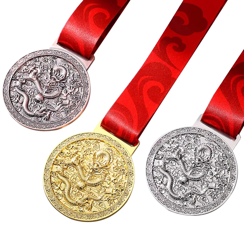 Custom Made Logo Zinc Alloy Silver Enamel Bronze Medallion Engraved Sports Finisher Medals Metal Medals