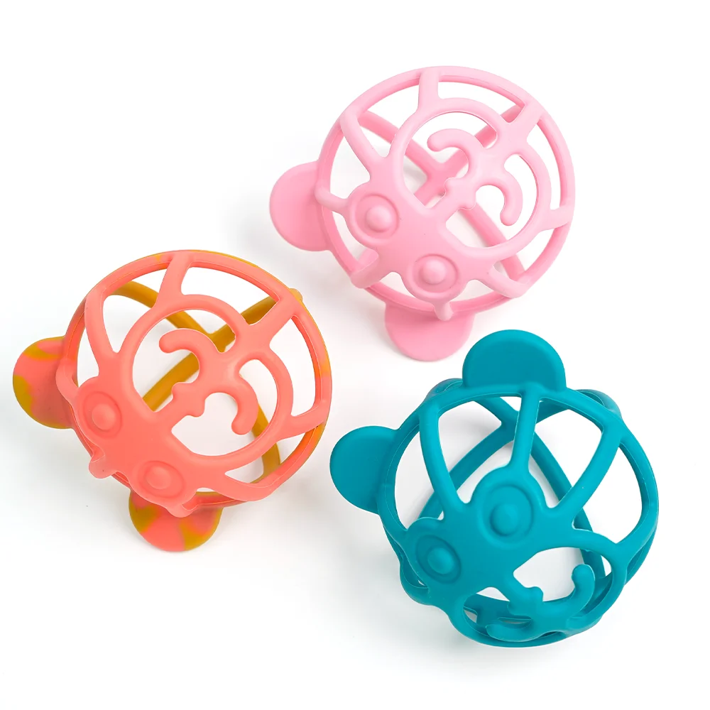 Wo Silicone New Design Baby Teether Bear Shape Ball Toys Silicone Baby Teethers Bpa Free Food Grade Ball