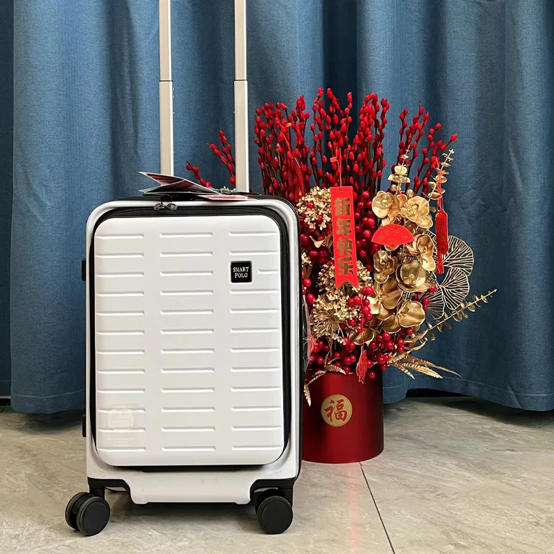 PC hard-sided suitcase with USB charging port Suitcase New carry-on suitcase with front laptop cabin luggage
