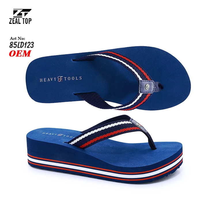 Trend Thick Bottom Flip Flop Ladies Beach Walk Hard-Wearing Silk printing Popular Flip Flop for women