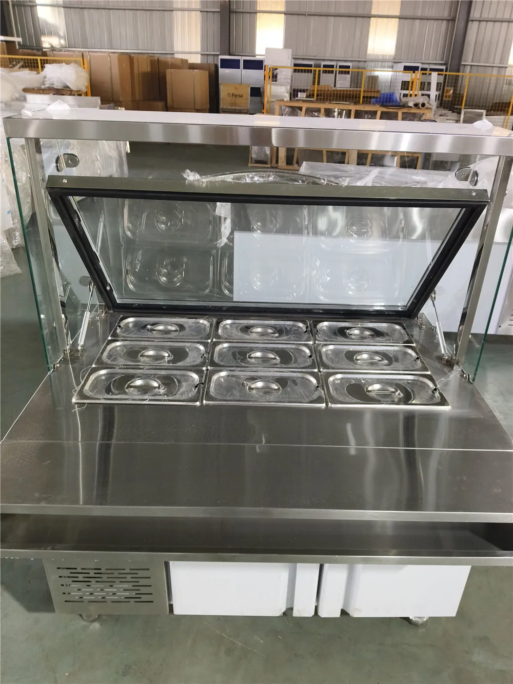 Commercial Food Buffet Counter With Bench Fridge Electric Food Warmer Restaurant Server Counter