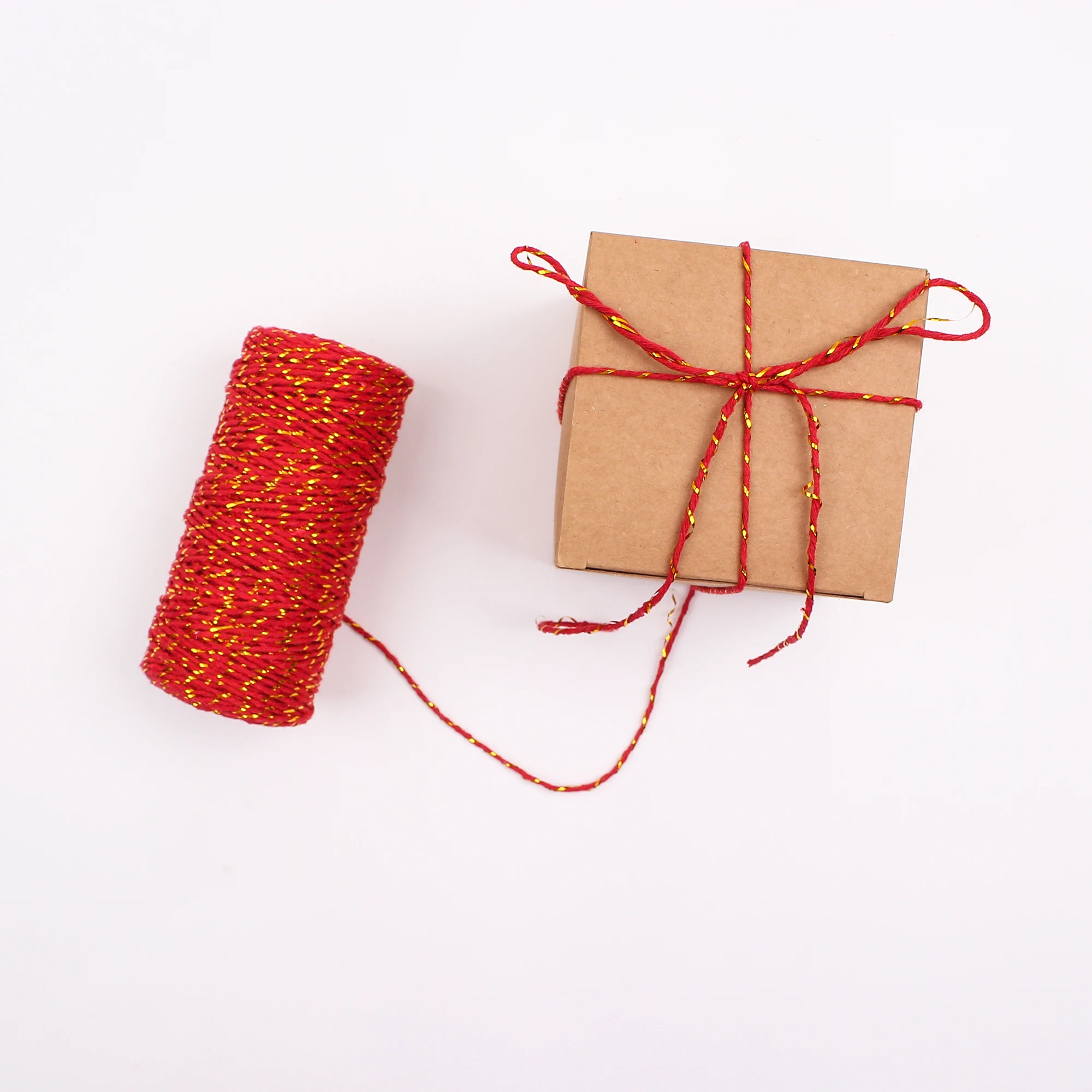 2mm Red Gold Silk Cotton Rope DIY Handwoven Gift Packaging Rope Christmas Decoration Binding Hanging Tag Rope RC06261212