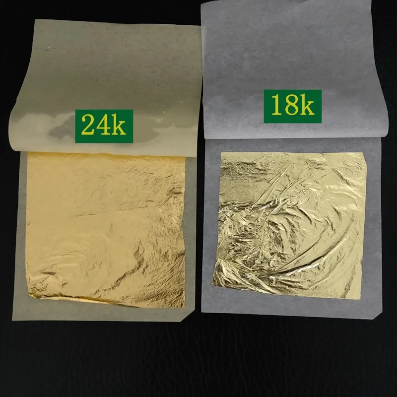  Съедобные хлопья из чистой золотой фольги 24k настоящий 98 лист сломанная Золотая фольга для украшения