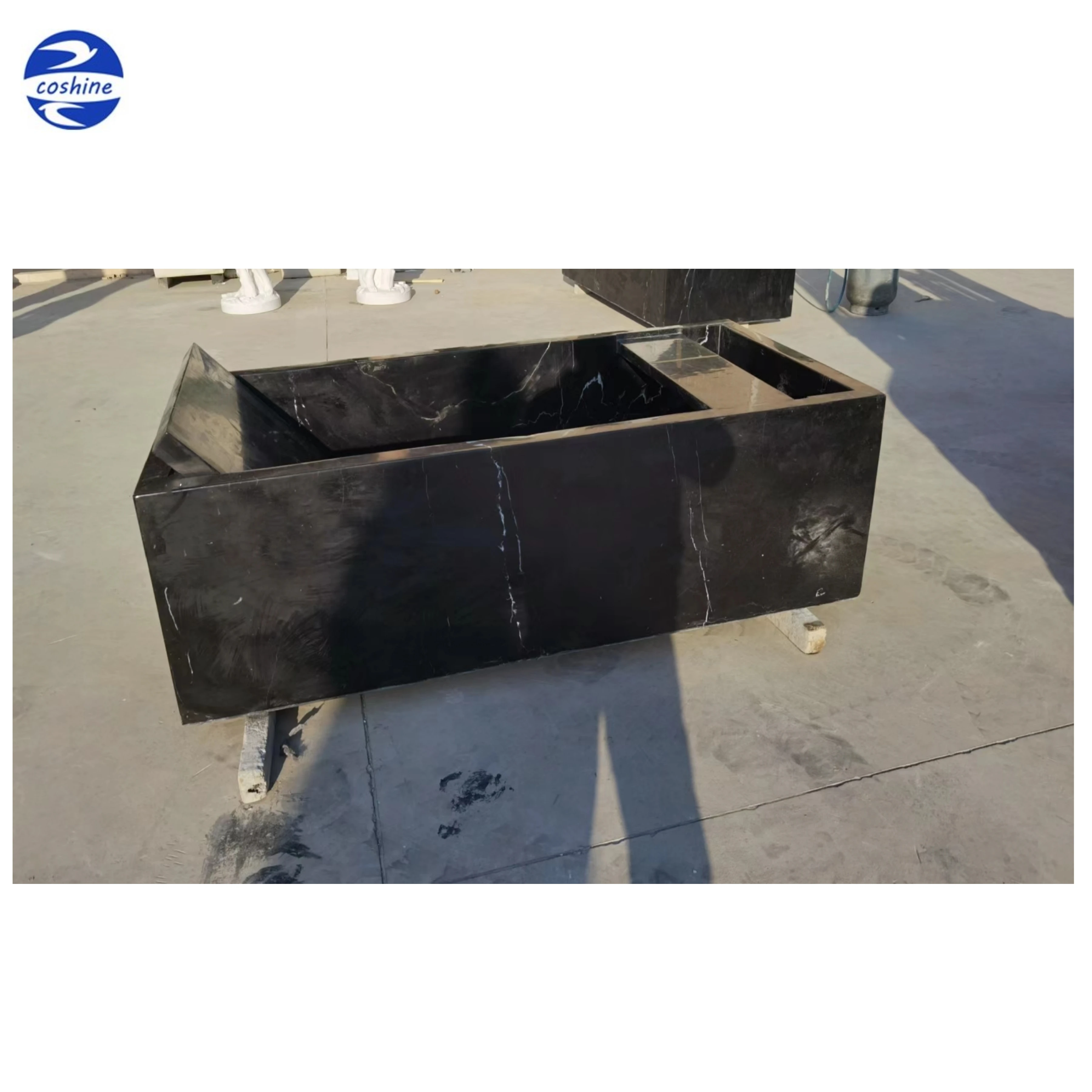 Modern Design Classical Italian Black Natural Stone Freestanding Bathtub Nero Marquina Marble Bathroom Bath Tub