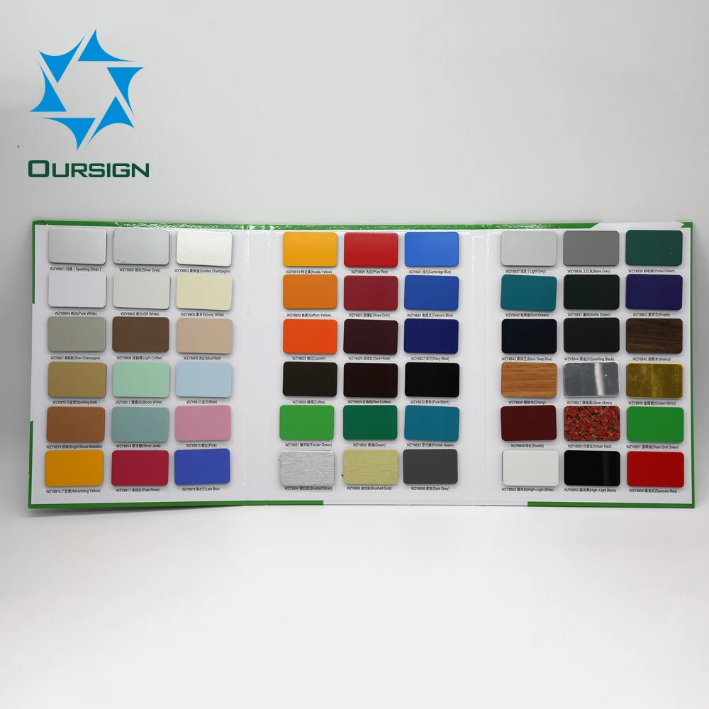 China oursign green acm aluminum composite panel with 1220x2440mm size, 3mm thickness Aluminum thick 0.25, 0.3, 0.4