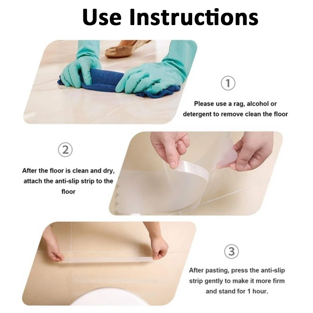 Adhesive Decals with Scraper 24pcs Anti Slip Stickers for Shower Floor Adhesive Bath Treads Safety Bathtub Wave Strips