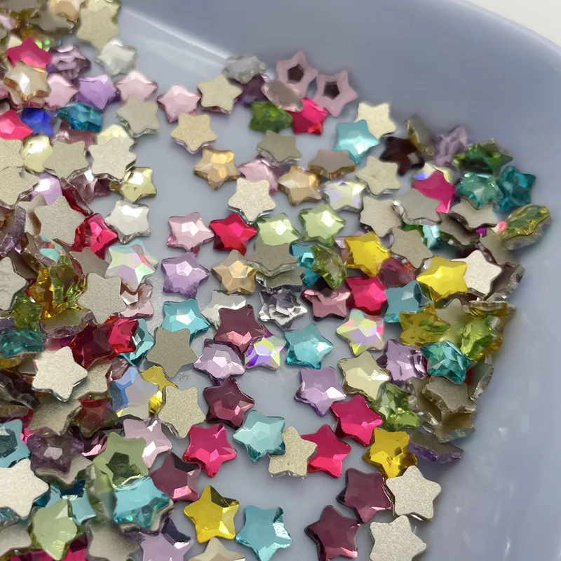 Shuaizhi Factory Star Colorful Flat Back Rhinestones Loose Non Hot Fix Crystal Glass Glue On Nails Rhinestone