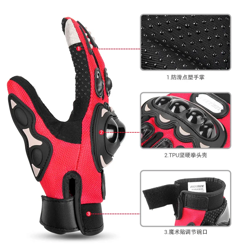 Professional Pro Wholesale Security Equipment Biker Motorcycle Full Finger Racing Gloves