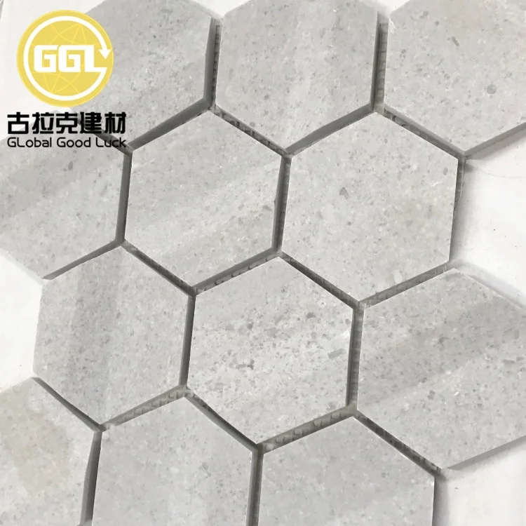 Matte Surface Grey Marble Nature Mosaic Tile Hexagon Stone for Floor Wall