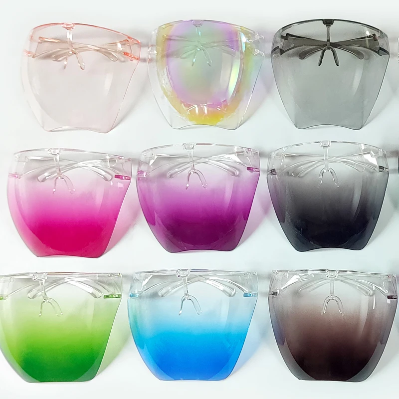 Colored Anti Fog Face Shield Sunglasses Protective Plastic Face Shield Visor Glasses