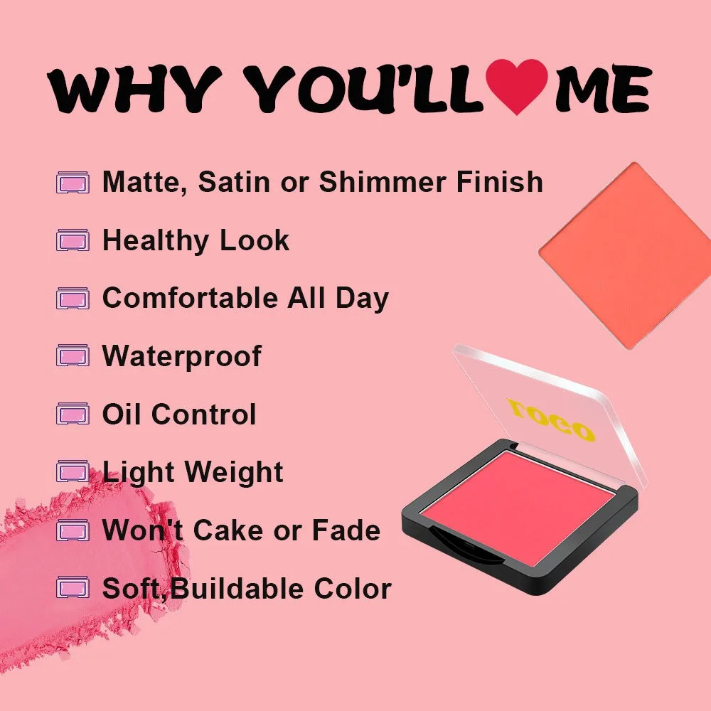 Popular Custom DIY Cute Cartoon Pink Plastic Blush Palette High Quality Blush Palette High Saturation Pf Eyeshadow