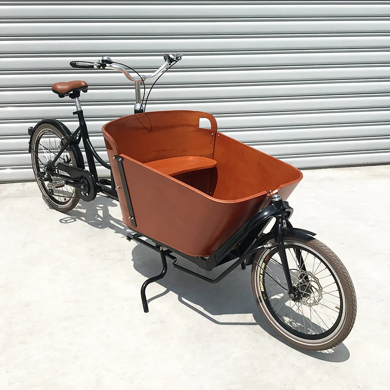 Urban front loading 6 Speeds powerful Bafang rear motor electric tricycle 2 wheels e trike cargo bike long john electric trike