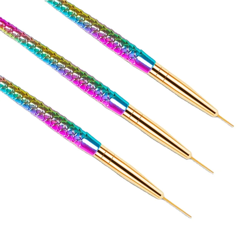 Hot Selling Gradient Color Mermaid Metal Handle Gradient Color Treatment Painting Pen Nail Pen Art Tools