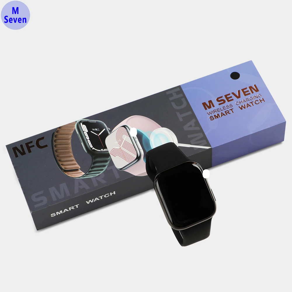 Free Shipping Blood Oxygen Heart Rate Tracking IP68 Waterpoof Smart Watch M Seven Black