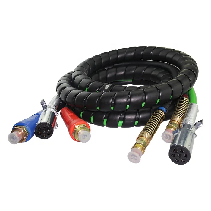 12/15 ft 3 in 1 America Type Electric truck Cable  Trailer Wrap Cord ABS/Air Power Line Hose Rubber sheath