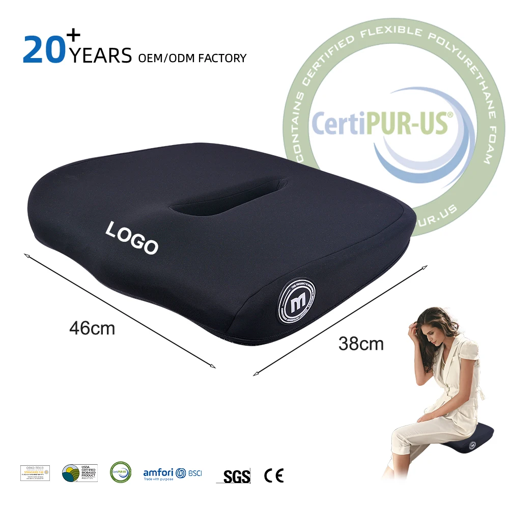 Beezin Memory Foam Seat Chair Cushion for Relieves Back Sciatica Pain Tailbone Pain Back Gel Massager Car Seat Cushion Pillow