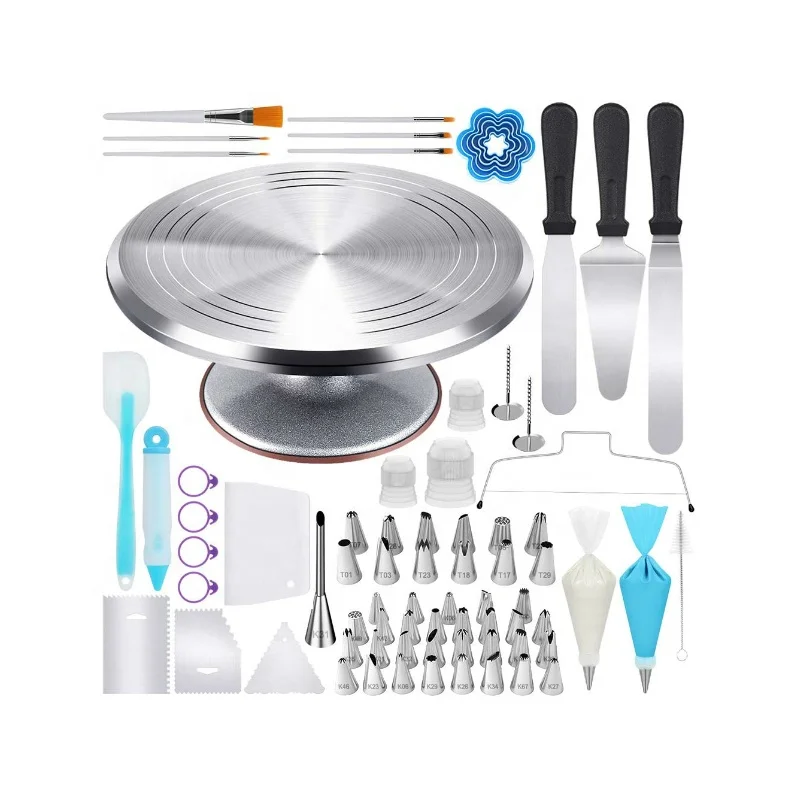 177 Pcs Cake Decorating tools set Aluminium Cake Turntable Numbered Nozzles cake decorating suppliest tools set