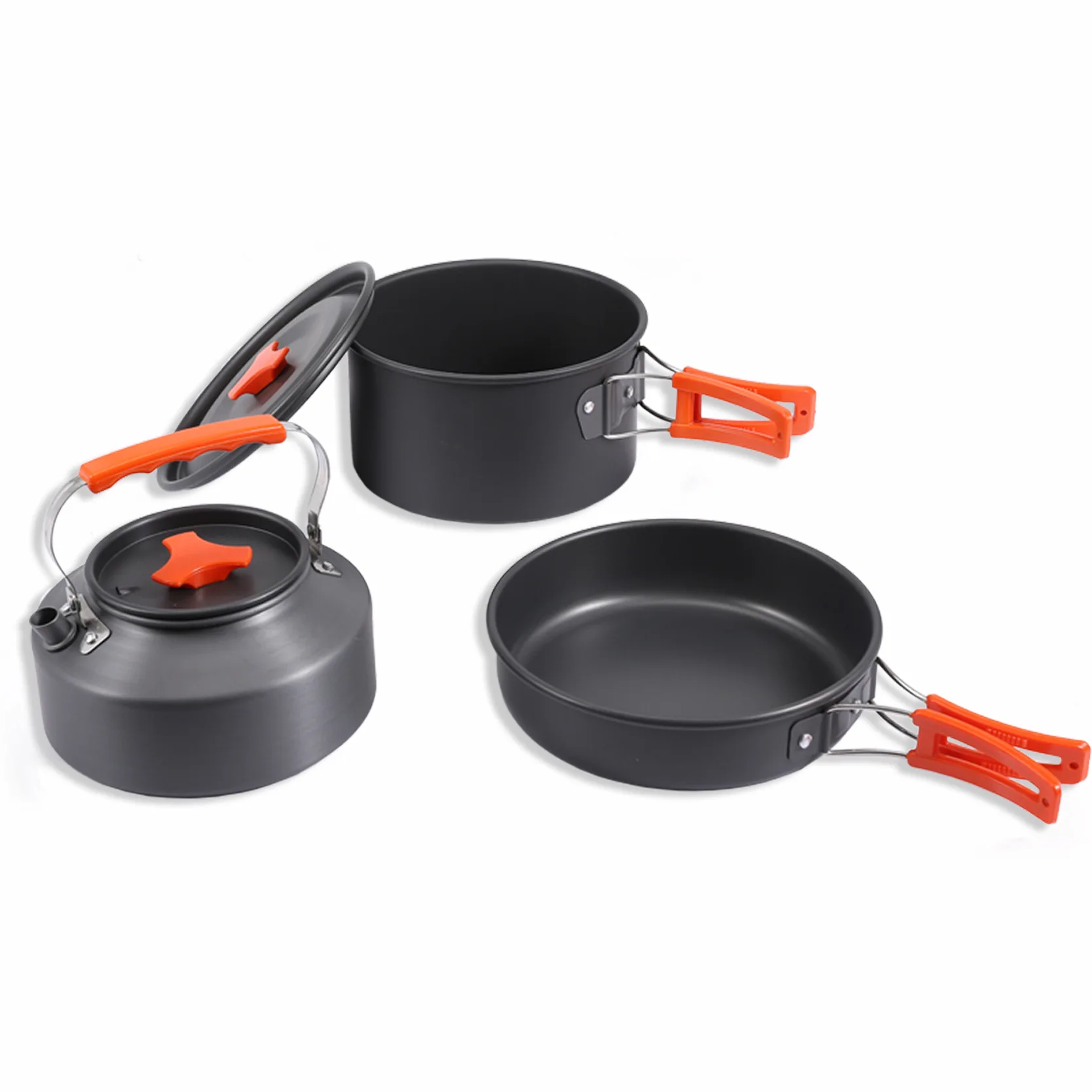 Outdoor aluminum camping pot set 2-3 person portable camping cookware kettle pot mess kit