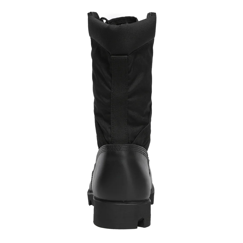 manufacturer black color fabric cement combat flat outsole leather tactical boot