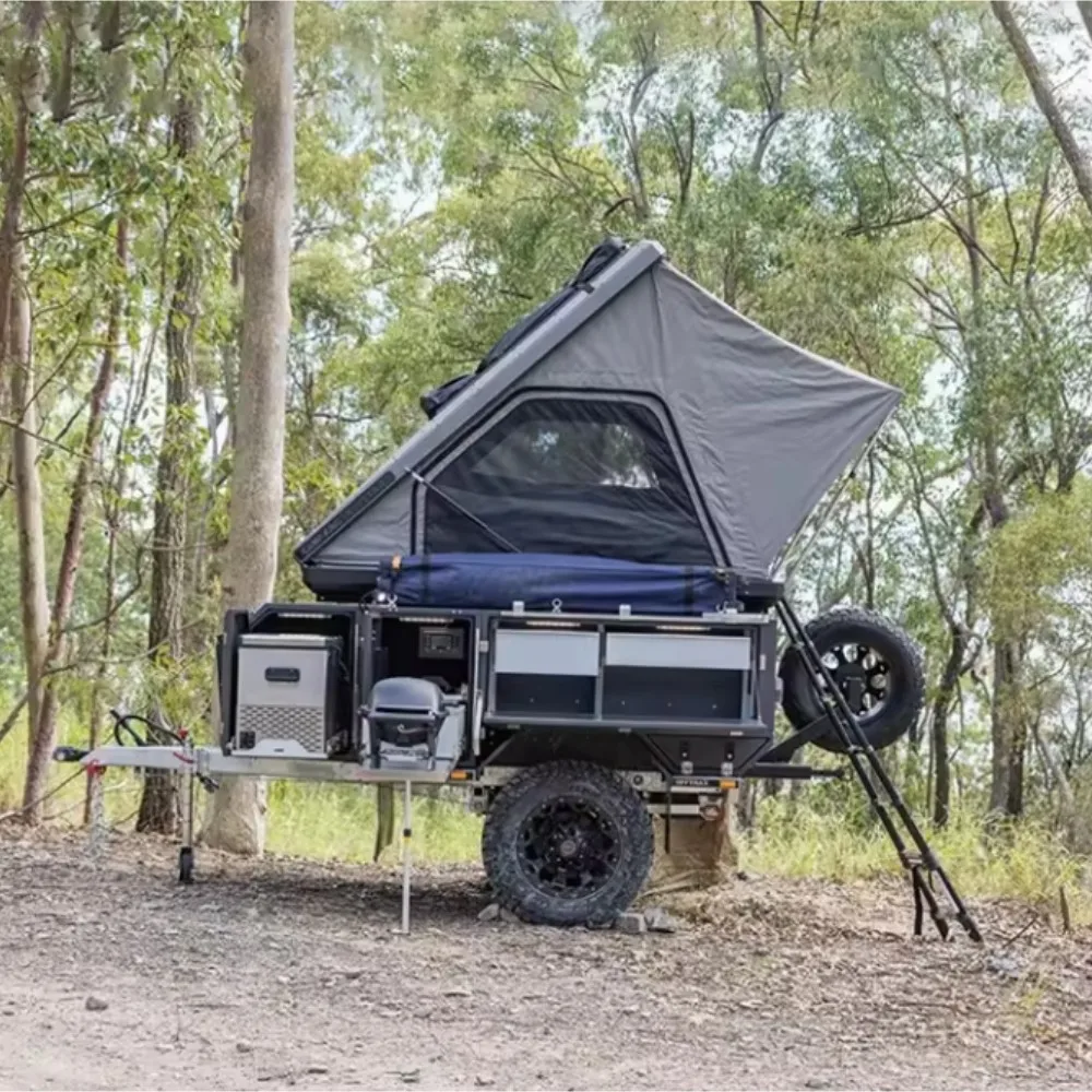 Hot Sale Forward Folding Independent Suspension Camper Trailer With Huge Tent For Sale
