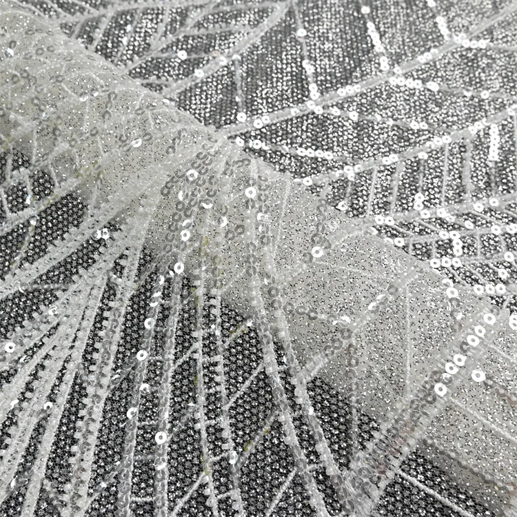 Оригинальный цвет, сексуальный элегантный дизайн, вышивка из бисера, тюль, роскошное свадебное платье с блестками, кружевная сетчатая ткань для свадьбы