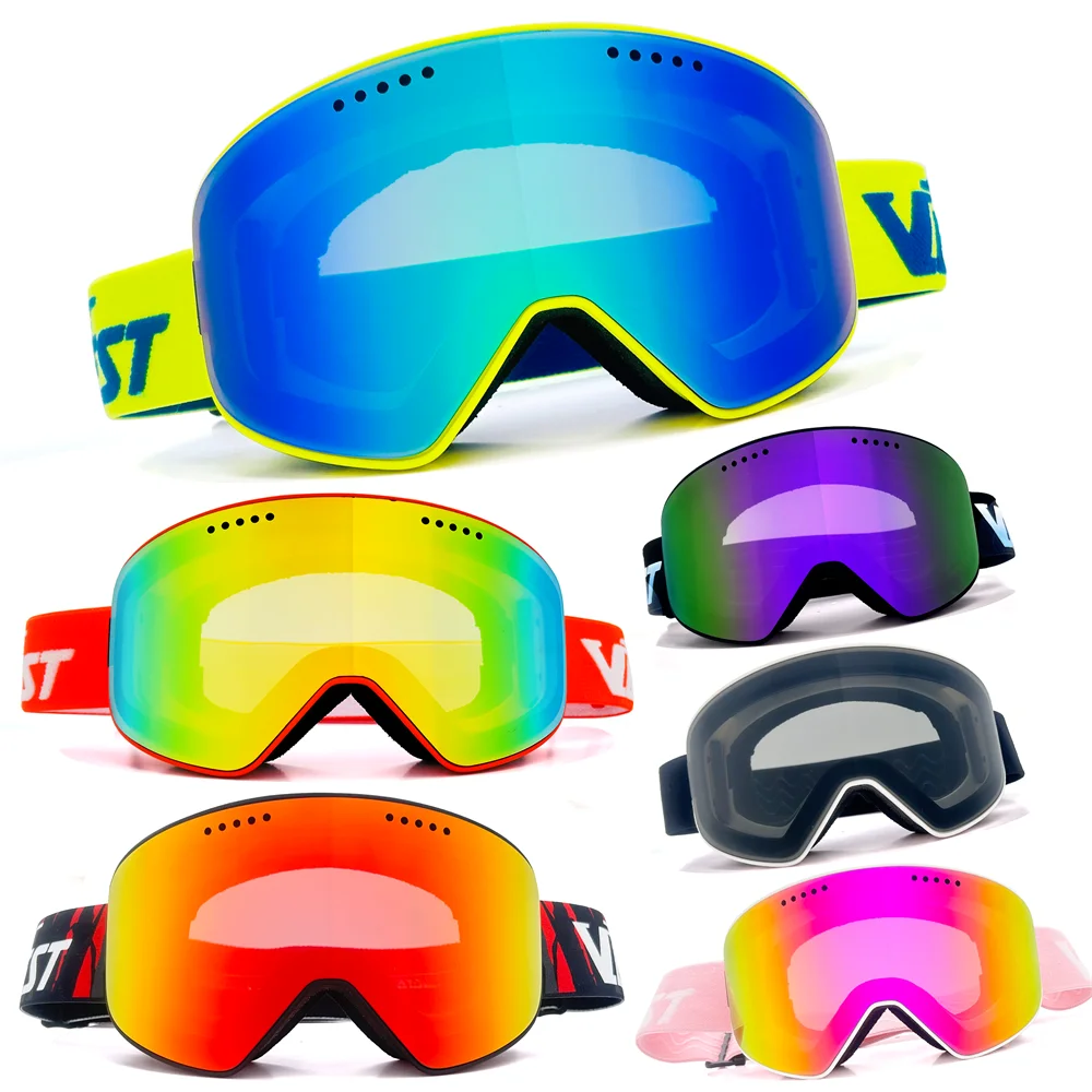 Wholesale Cylindrical Snow Ski Goggles Double Layer Anti Fog UV400 Protection OTG Glasses OEM Custom Logo Snowboarding Goggles
