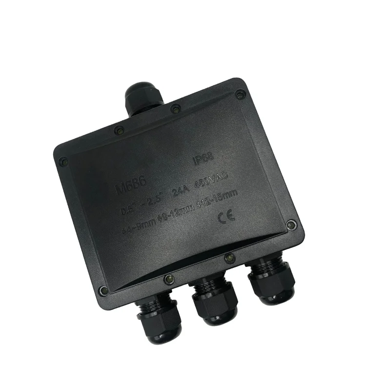 Retail Factory Custom Black Led Display Outdoor Multi-Wire Connection Pa66 Plastic Waterproof Junction Box