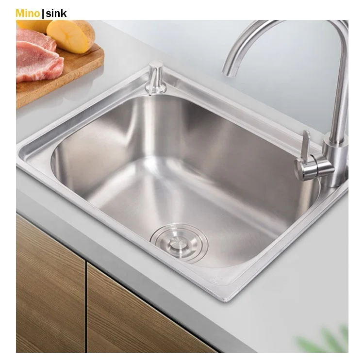 China Wholesale Simple Modern Style 304 Stainless Steel Single Pressed One Bowl Kitchen Sink Custom