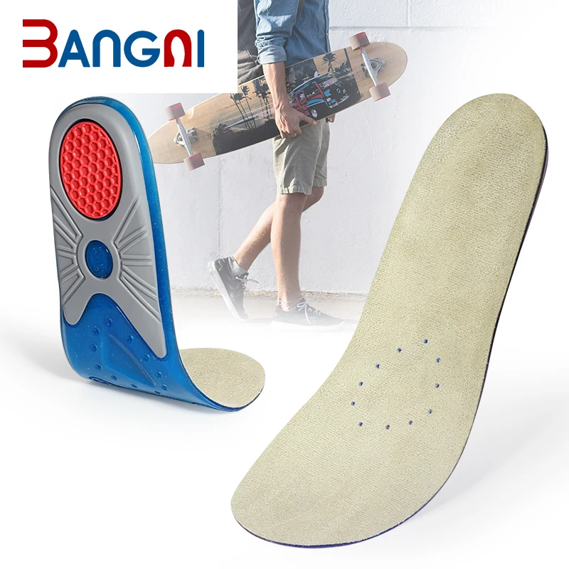 Wholesale Blue Non-toxic Sude Thin Light Shock Absorption TPE Gel Insole