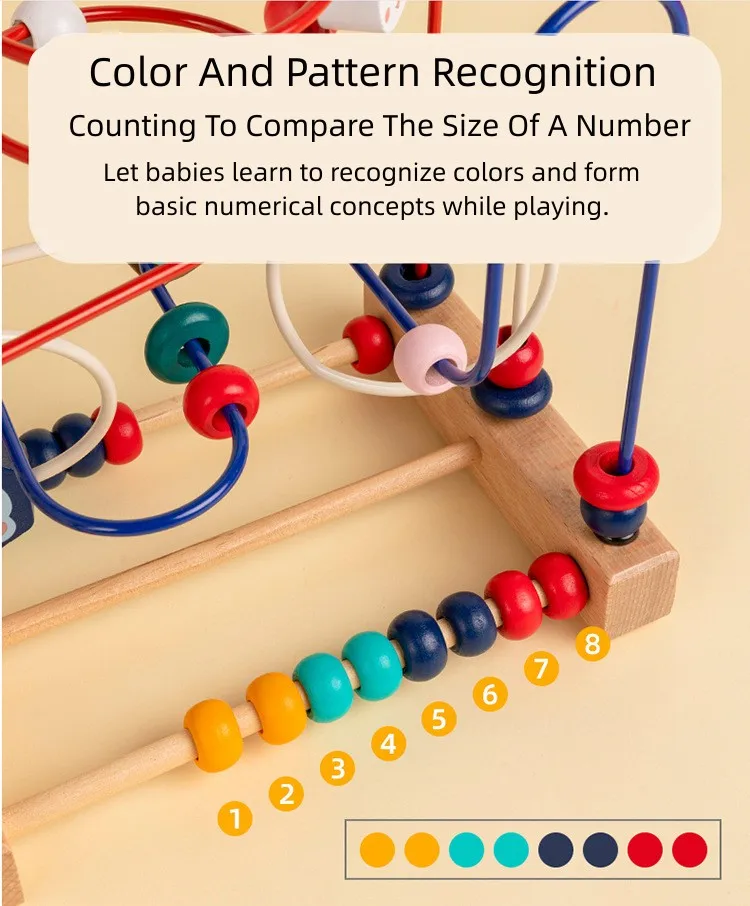 Wholesale Kids Wooden Fruit Bead Maze Activity Educational Puzzle Game Toy Roller Coaster Circle Funny Toys