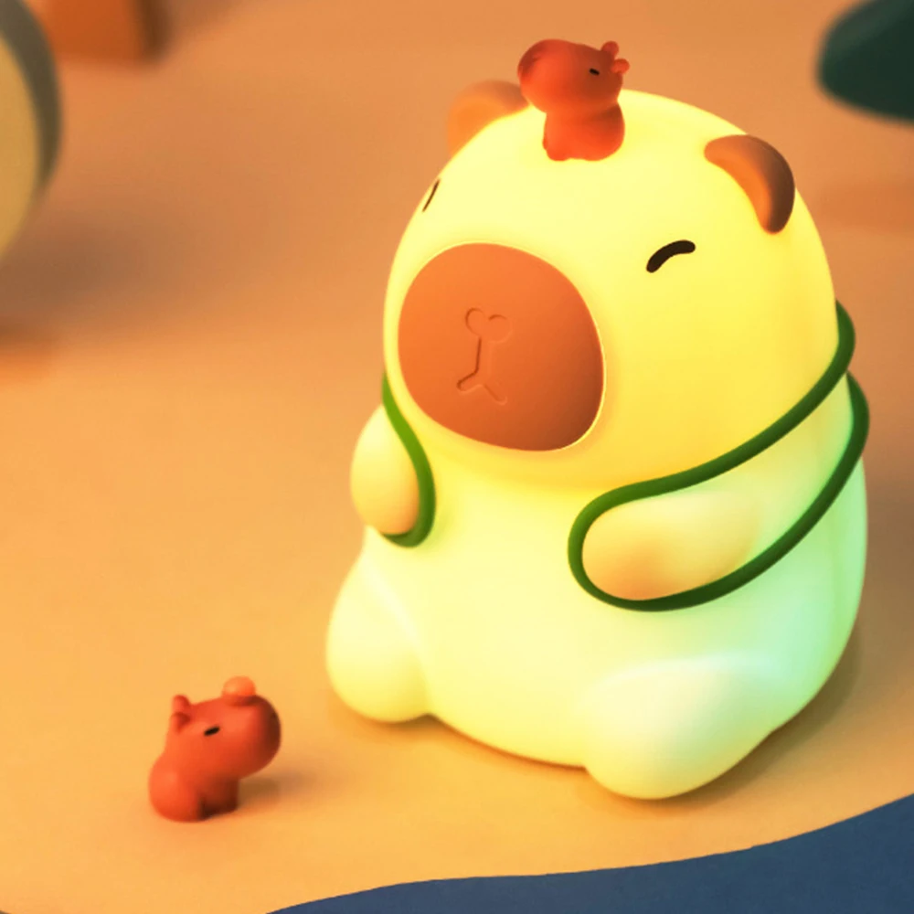 Usb Rechargeable Tap Touch Control Light Bedroom Living Room Bedside Capybara Silicone Night Light